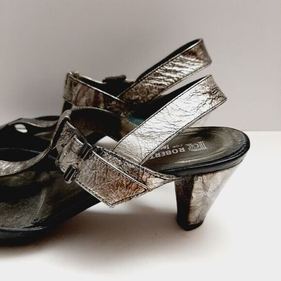 ROBERTO CAPUCCI Italy Genuine Leather T-strap Slingback Pump Heels Sz 7.5 AAA - Picture 10 of 16